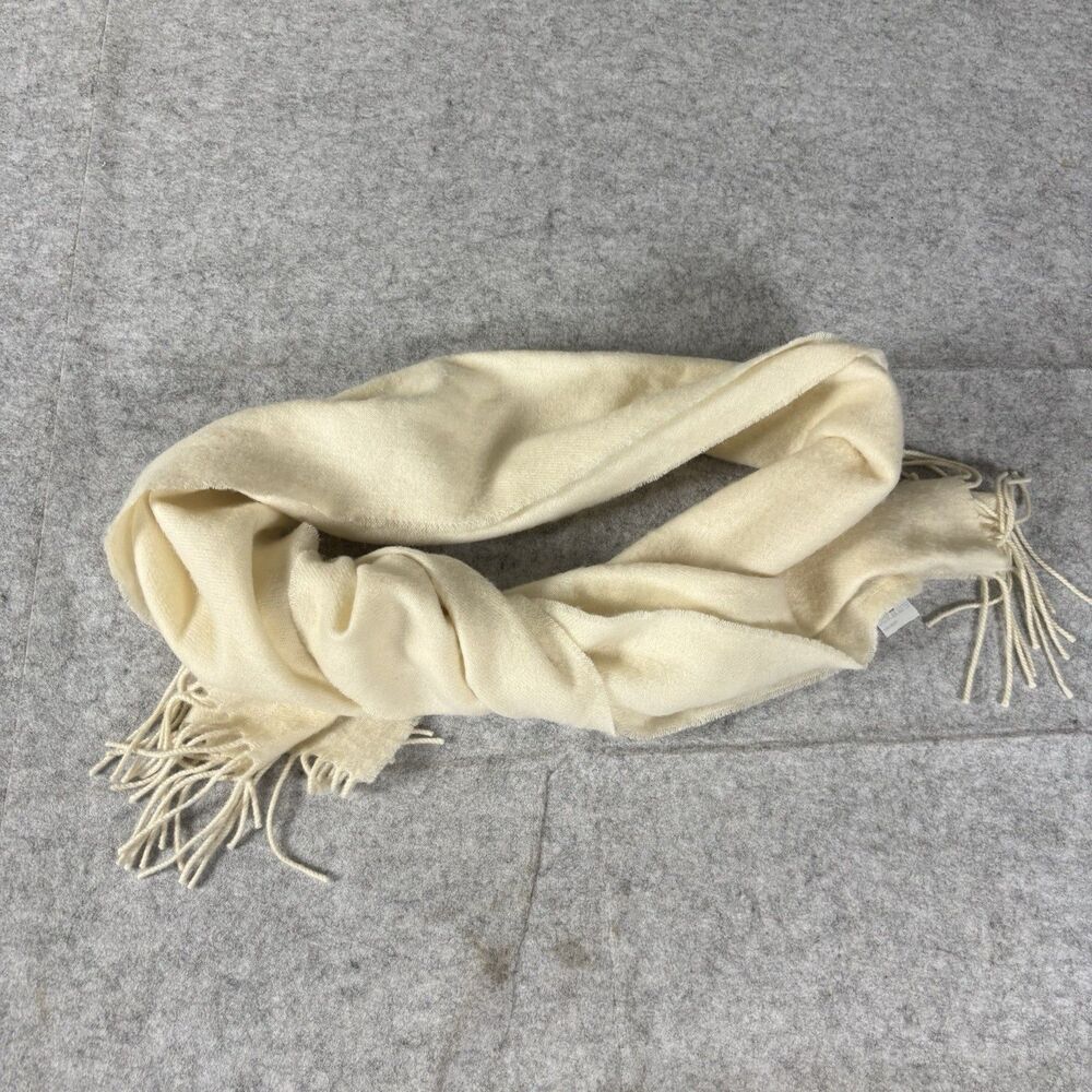 Muji 100% Wool Scarf Shawl Wrap Stole Off White Cream 30cm x 180cm ~ 12" x 72"